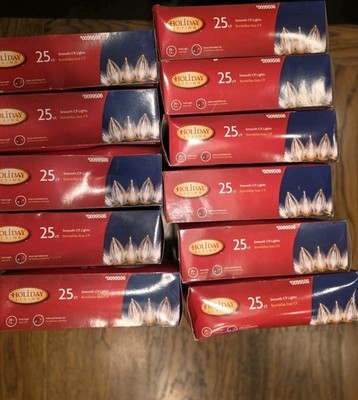 Lot of (11) Holiday Living 25 Count C9 White Incandescent Light String 25 Ft