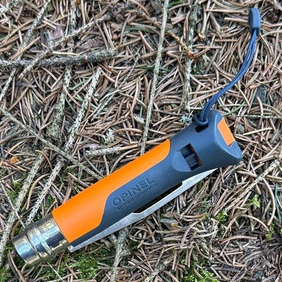 Opinel No. 08 Outdoor orange   Taschenmesser mit Schäkelöffner und Signalpfeife