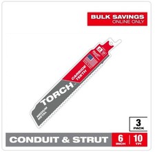 Milwaukee Torch Sawzall Blades 6 In. 10 TPI Medium Metal Cutting Carbide Teeth 5