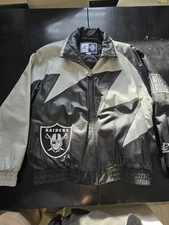 Vintage Logo Athletic Oakland Raiders Leather Jacket XL Shark Tooth Style Rare 