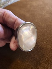Vintage Sterling Silver With Mother Of Pearl Statement Ring