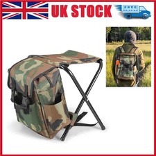 Fishing Tackle Stool &Backpack Seat Bag Camping Hiking Rucksack Chair Camouflage