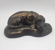 1974 Brass Hound Dog Banthrico Chicago Coin / Piggy Bank Statue Vintage