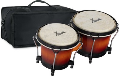 Wohlklingende Bongo Trommeln Standard Sunburst 6'' und 7'' im Set mit Bongotasche!