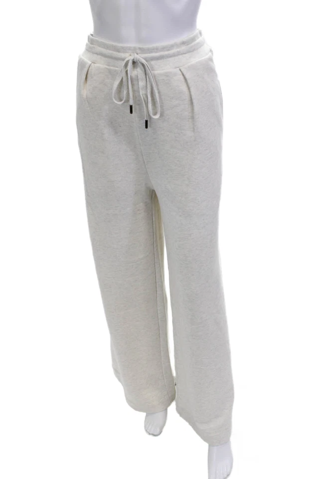 Calça de moletom feminina Ulla Johnson cordão branco algodão orgânico tamanho P - Imagem 2 de 4