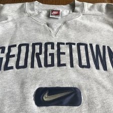 Vintage Nike Georgetown Sweatshirt Large L Clear Plastic Swoosh Patch 90s Rare
