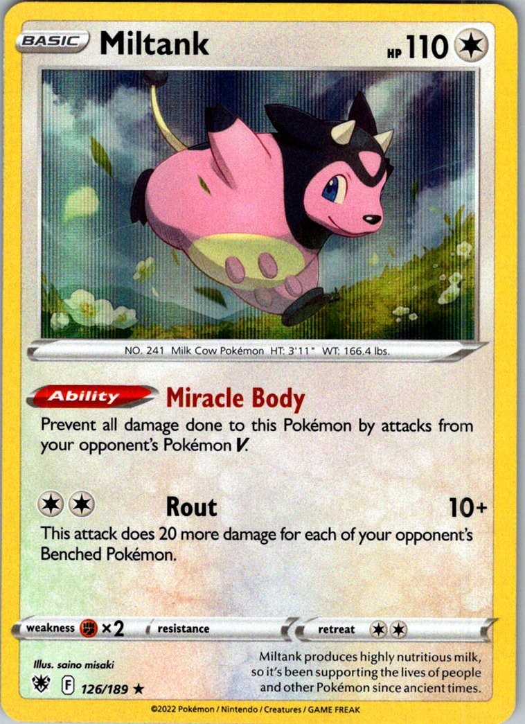 Pokemon Miltank Holo Holo Rare SWSH10: Astral Radiance 126/189 NM