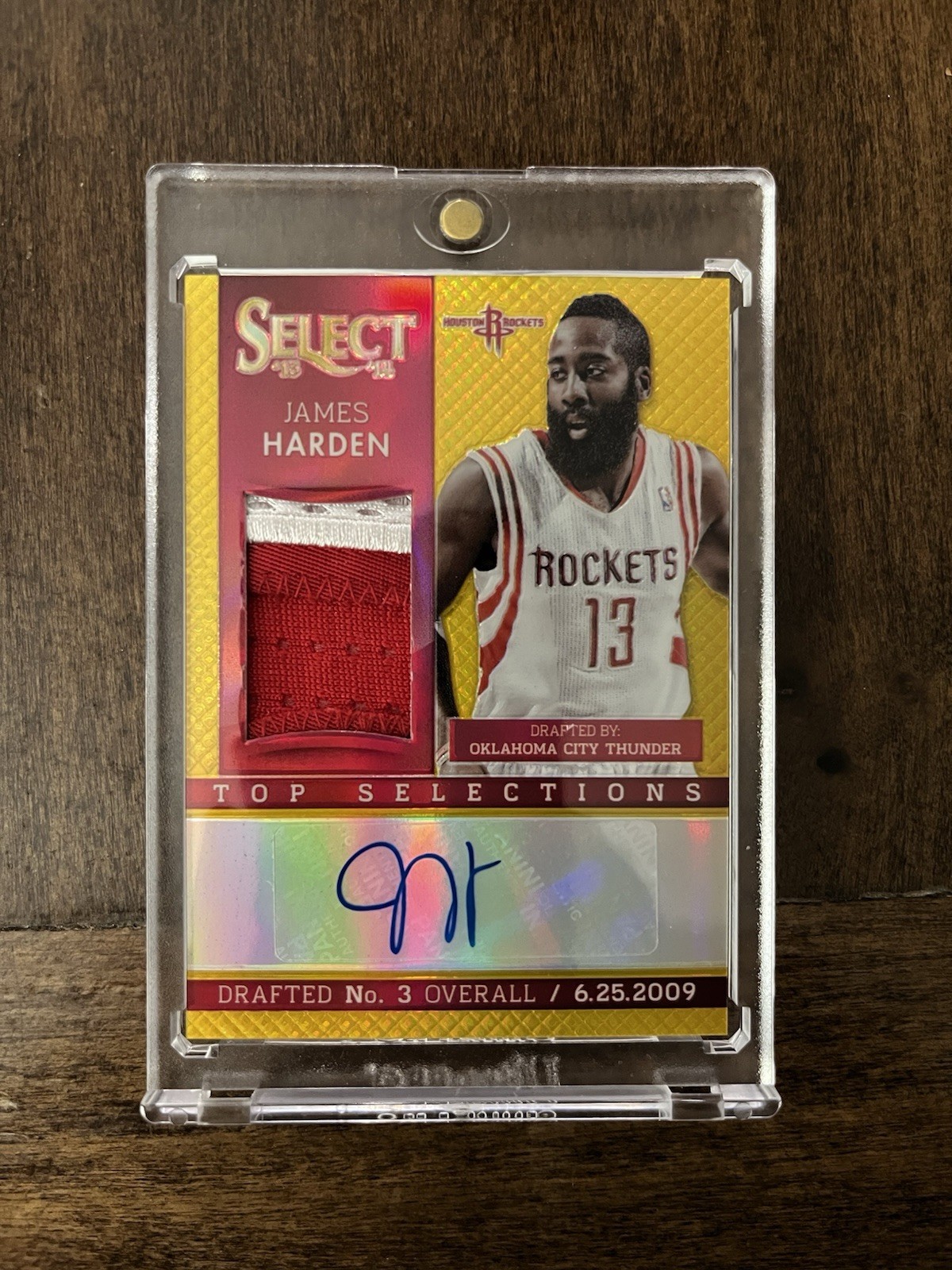James Harden 2013-14 Panini Select Gold Patch Auto Autograph 8/10 Game Worn