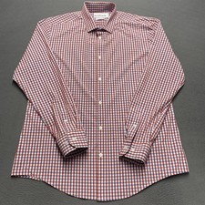 Mizzen Main Shirt Mens 2XL Red Blue Check Leeward Trim Fit Long Sleeve Stretch