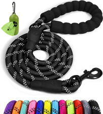 Rope Dog Leash 6 FT with Comfortable Padded Handle, Highly Reflective Threads Le