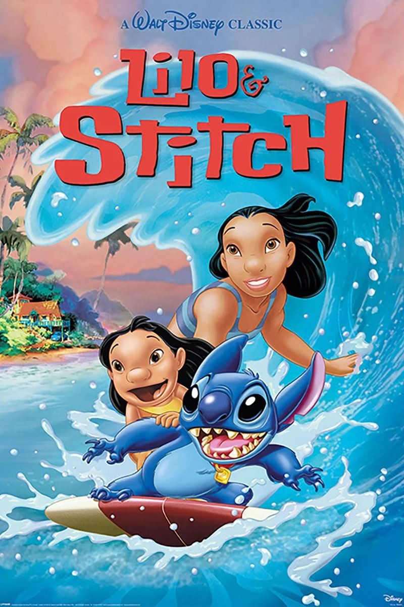 Lilo And Stitch (Wave Surf) Maxi Poster - Black Wooden Framed