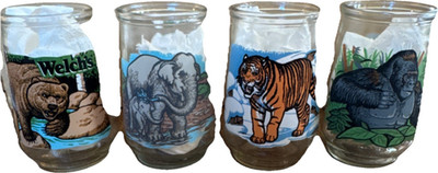 Welch's Endangered Species Collection Multicolor Jelly Jar Glasses Set of 4