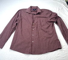 Dockers Shirt No Wrinkles Button Up Long Sleeve Plaid Men's Large 16/16.5 Red