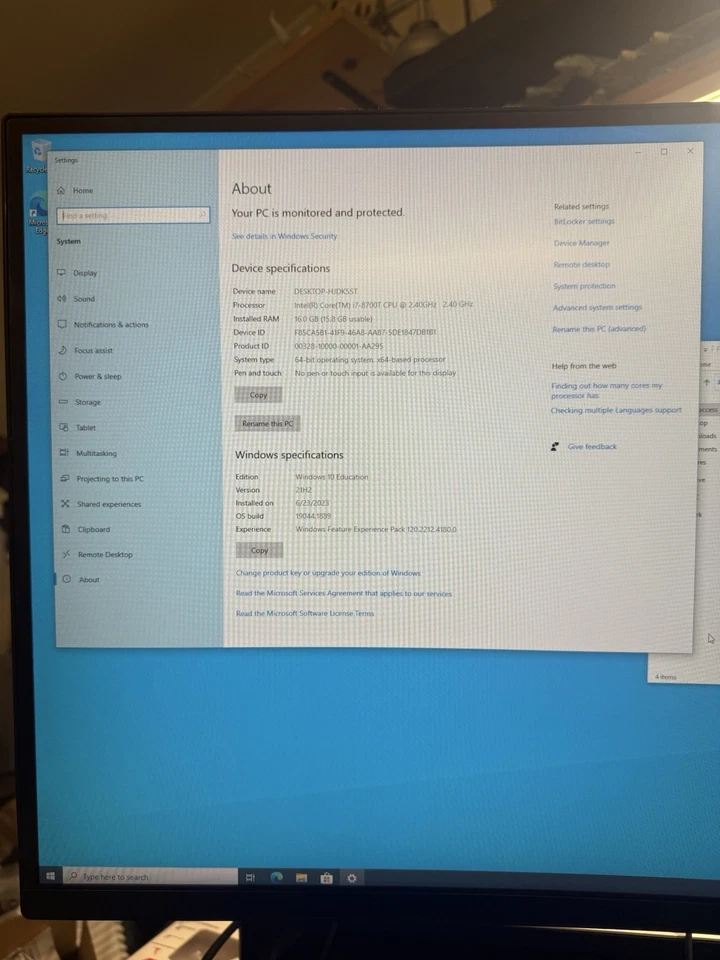 HP ProDesk 600 G4 DM Core i7 8700T 2.4GHz 16GB RAM 256g SSD Win 10 - Image 4 of 4