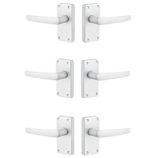 Contract Lever Latch Short Door Handle - Satin Aluminium - Pack of 3 - Internal