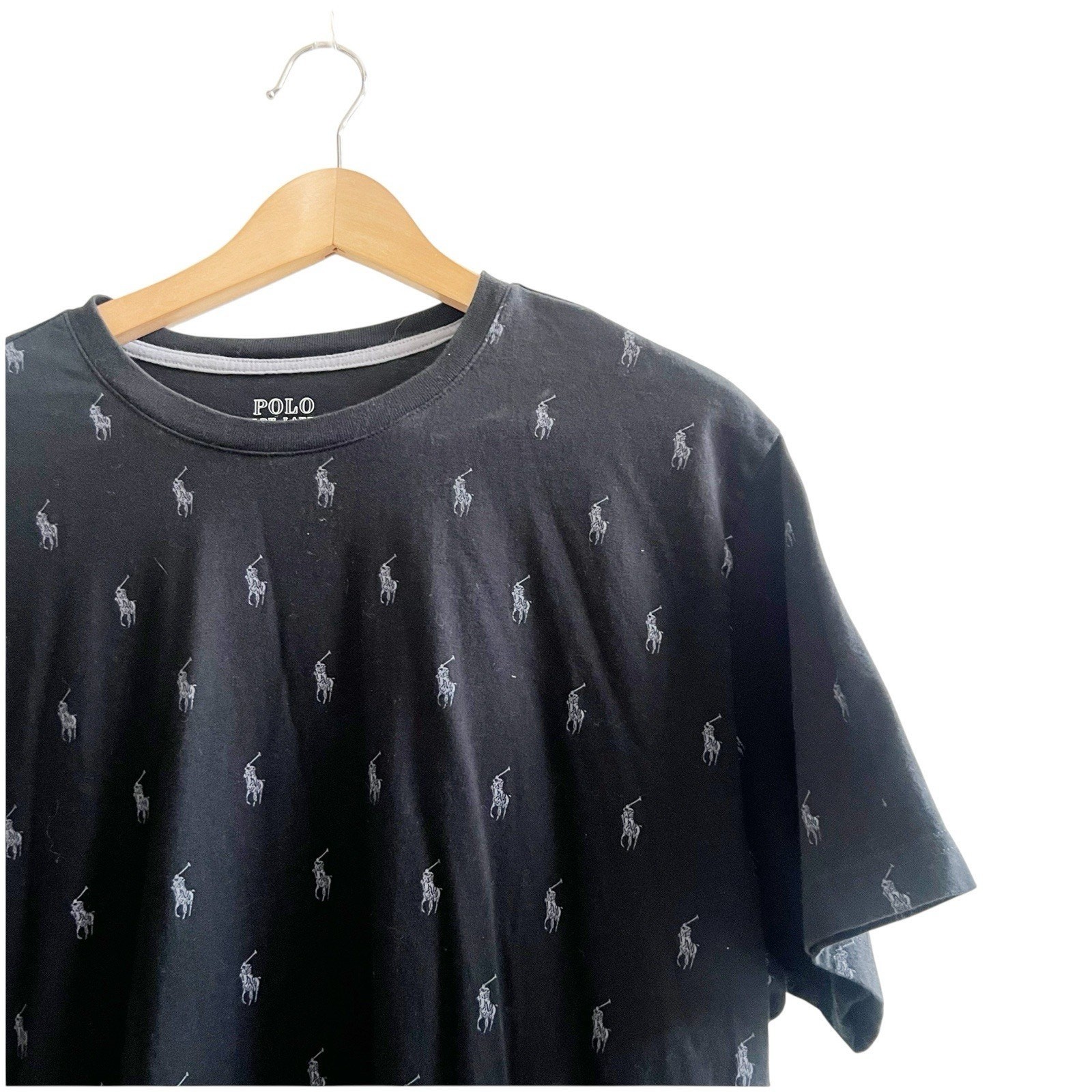 Polo Ralph Lauren uomo vestibilità classica girocollo nera all over logo pony taglia large