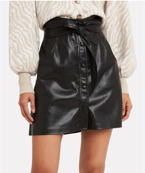Women Nanushka Skirt Black Vegan Leather 38