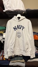 Vintage 1980s Navy Reverse Weave Hoodie Gray USA USN medium
