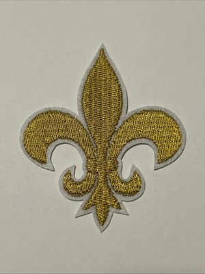 Fleur De Lis iron on Patch Embroidered Metallic Gold Saints New Orleans Iron On