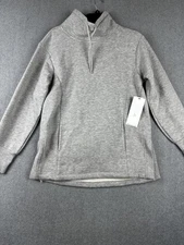 RBX Pullover Sweater Womens Small Gray Fleece Lined Funnel Neck Pocket Cozy New