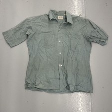 Vintage 60s Arrow Blue Plaid Cotton Loop Collar Shirt 1960s True Vintage