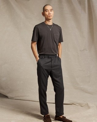 Billy Reid Flat Front Trousers 30 Charcoal Silk Wool Slim Fit Italy NWT $348