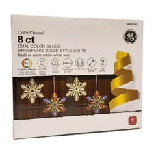 8 Ct GE Color Choice 8 In 1 Dual Color Snowflake Christmas Icicle String Light
