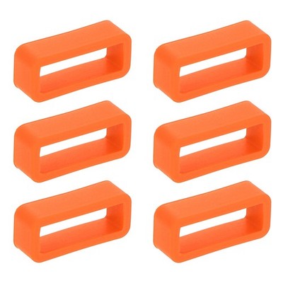 6pcs Watch Band Loop 16mm Silicone Watch Strap Retainer Loop, Orange