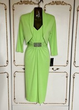 TIA. TAGLIA 12 Designer verde lime, cristallo/bordo perline abito e giacca nuovo con etichette prezzo consigliato £229
