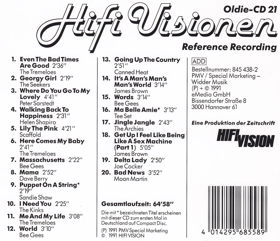 HIFI VISIONEN - OLDIE-CD 21 - Reference Recording - Bild 2 von 2