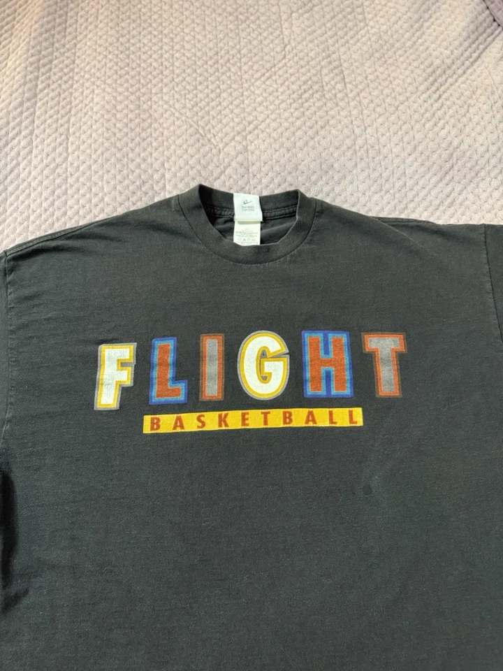 Vtg 90s Nike Air Jordan Flight Hat Flip-Bill Matching T-Shirt XXL Single Stitch - Image 4 of 4