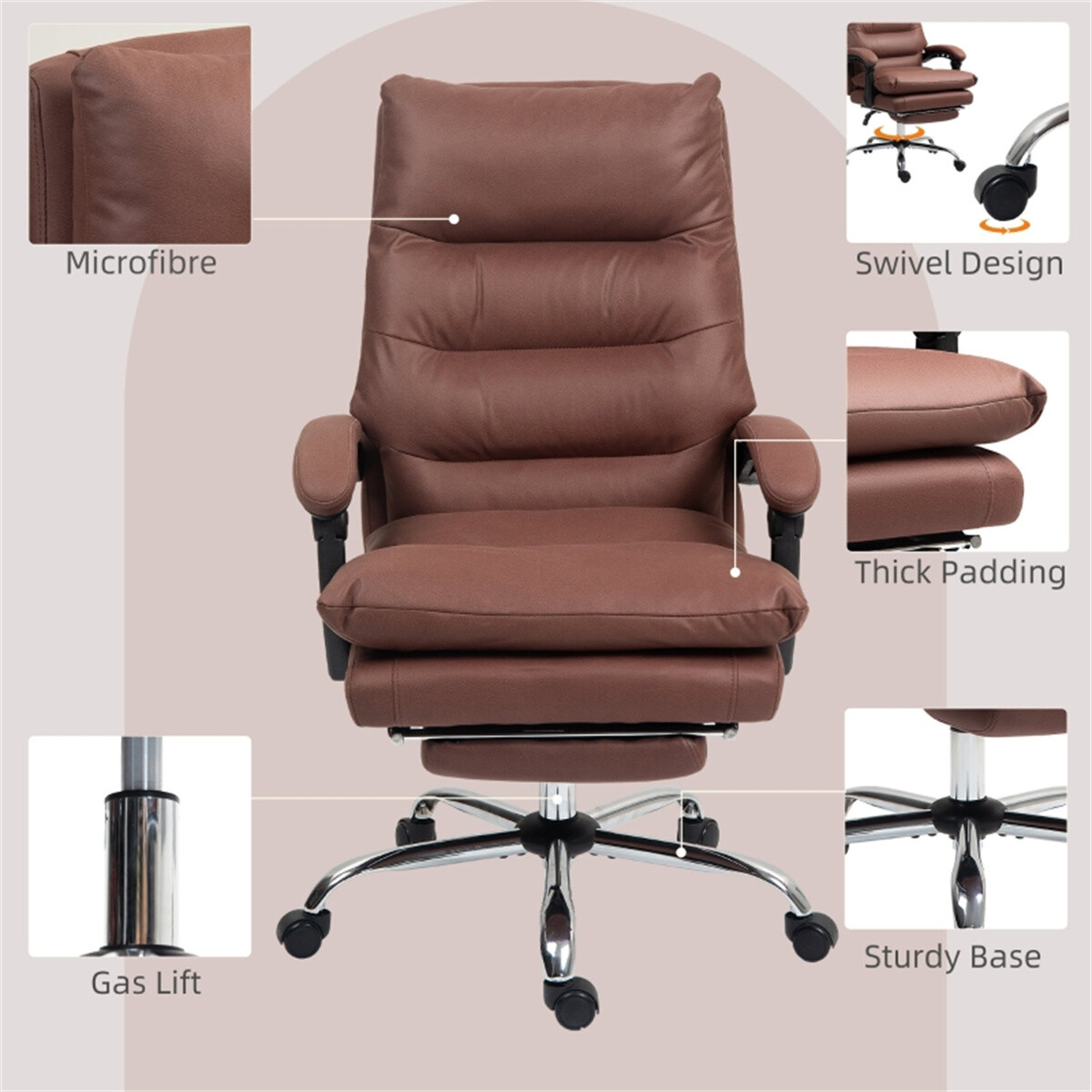Comfort Ergonomic Massage Office Chair Adjustable Back Support Reclining Seat