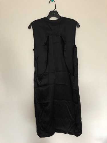 Helmut Lang Size Small Mere 100% Silk Layered Back A Line Dress in BLACK LBD - Picture 4 of 11