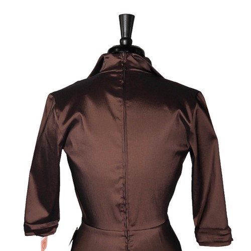 Tadashi Collection Brown Taffeta V-Neck Ruched Evening Formal Blouse Womens 4 - Picture 7 of 10
