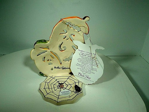 BLUE SKY HEATHER GOLDMIINC HALLOWEEN GHOST PUMPKIN/SPIDER FIGURINE/TEA LITE 2002 - Picture 4 of 9