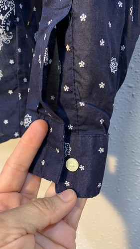 Old Navy Womens Top Button Down Shirt Small Blue and White Long Sleeve Western - Picture 4 of 11