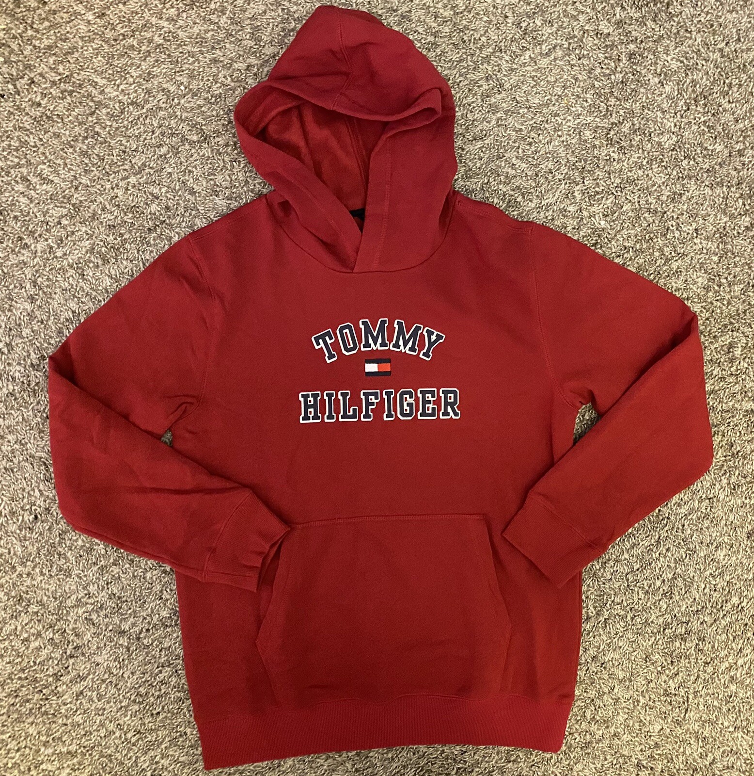 Tommy Hilfiger Boys Red Pullover Graphic Hoodie Sweatshirt Size XL (18-20) image 2