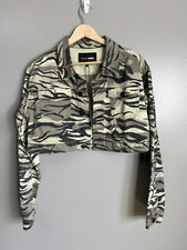 Moda Nova Camuflaje Estampado de Tigre Recortado Denim Chaqueta Mediana Avanzada Ropa de Calle