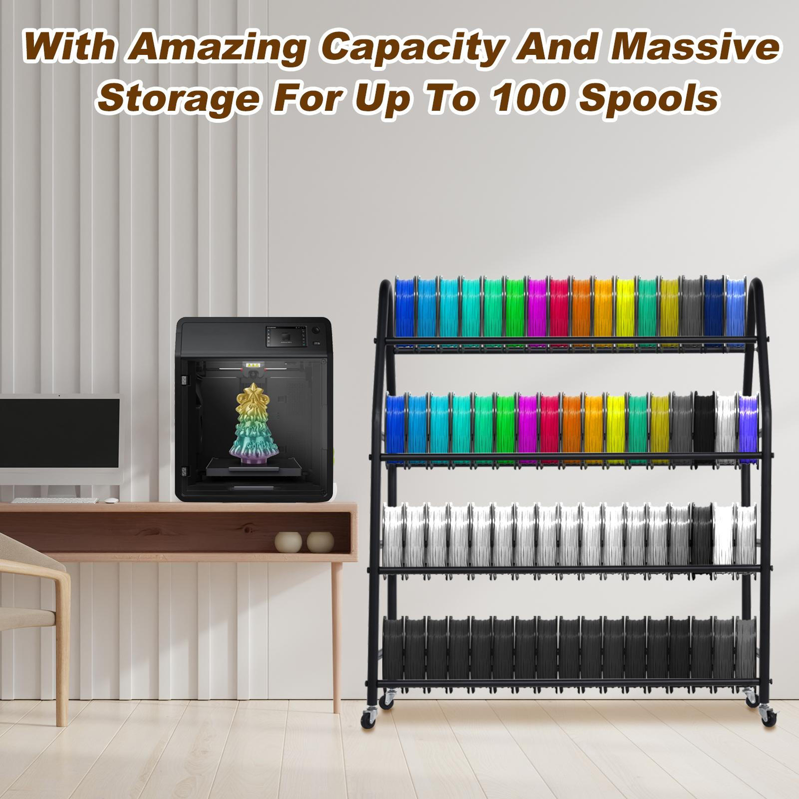 3D Printer Filament Storage Rack, Heavy Duty Storage Shelves for 100 Printing