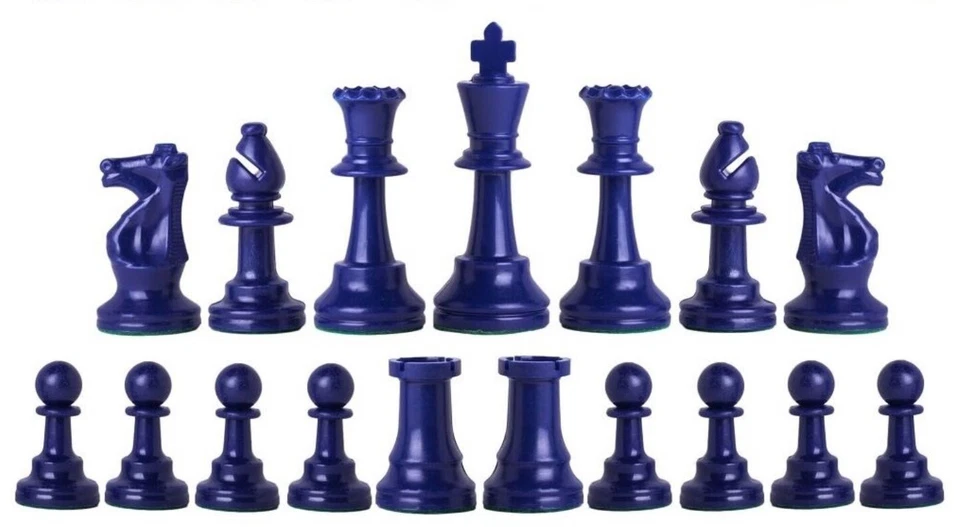 Navy & Orange Chess Pieces & 20" Navy Vinyl Board - Single Weighted Chess Set - Image 2 of 4