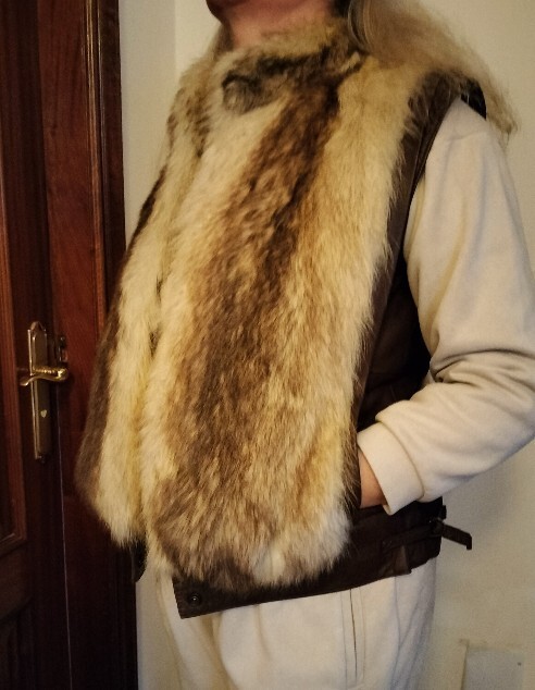 Chaleco Mujer de cuero y pelo vintage años 80