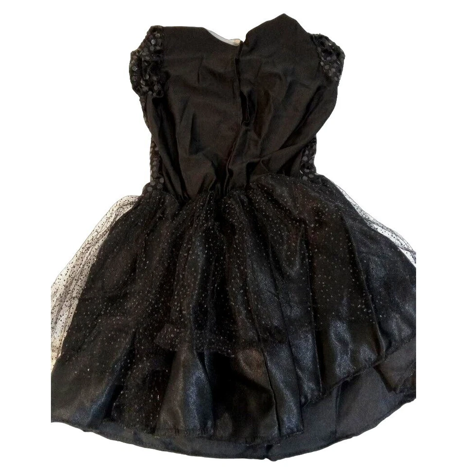 Batgirl Dress Girls Sz Small M Black Gold Sequin Tutu Dress Costume Halloween - Image 2 of 4