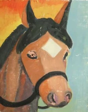Vintage realist oil painting portrait, horse