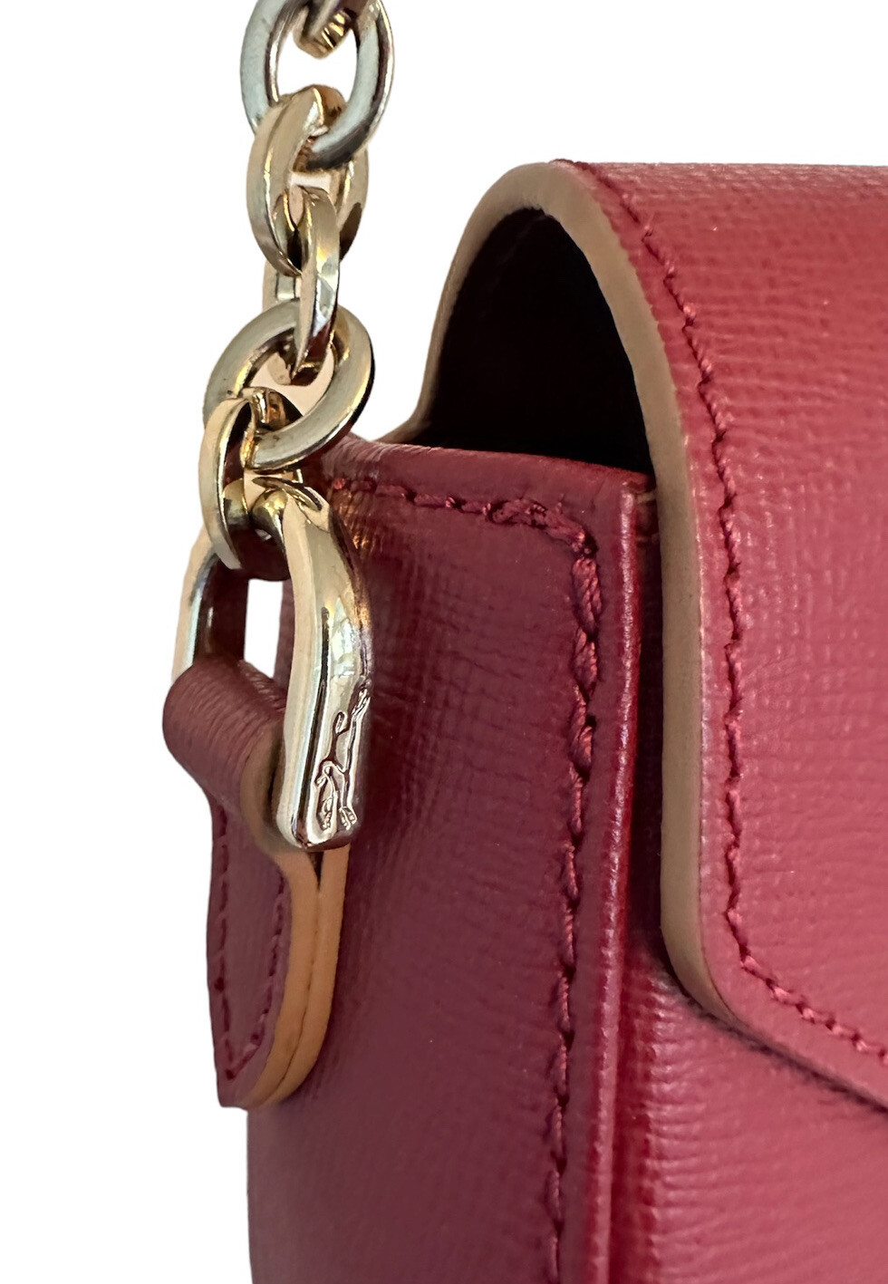 Auth Longchamp Le Pliage Heritage Red Saffiano Leather Shoulder Crossbody Bag image 4