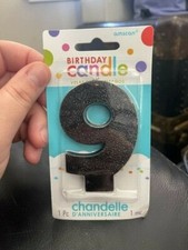 Amscan Black Glitter Birthday Candle Number 9 New!!!