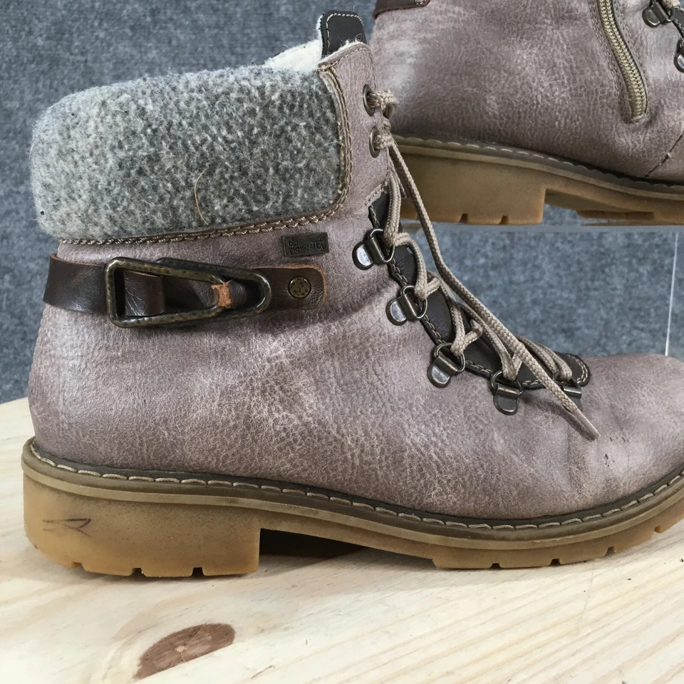 Rieker Botas Mujer 40 Invierno Tobillo Con Cordones Cremallera Y9131 Cuero Marrón Punta Redonda Foto 2 de 4