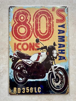 Yamaha RD350LC 80ERer ICONS METALLSCHILD MANN HÖHLE BAR PUB MOTORRÄDER GARAGE 20x30cm