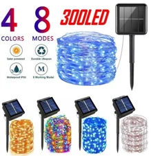 Outdoor Solar LED Copper Wire Fairy String Strip Lights Waterproof Garden Decor