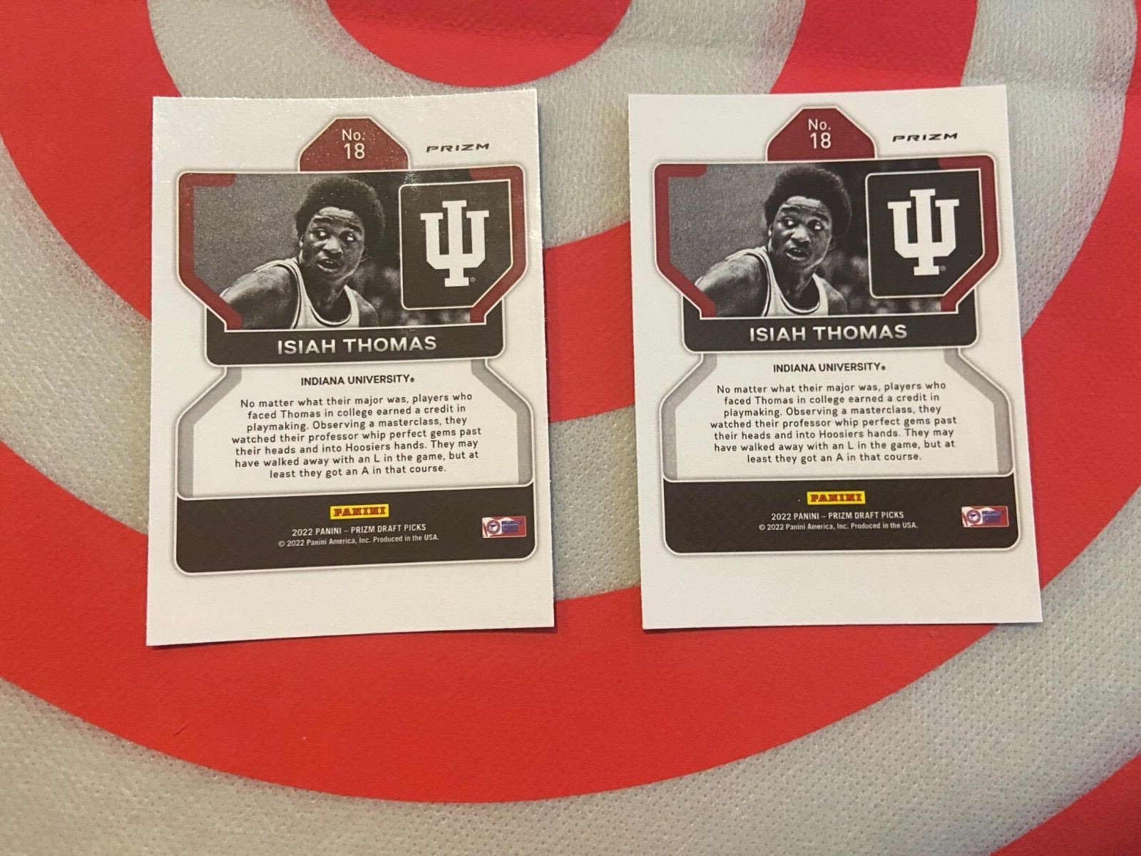 ISIAH THOMAS- 2022-23 Panini Prizm Draft Picks two different cards red snake ski