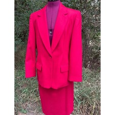Vintage 1970s Pendleton Petite 100 Virgin Wool Red Skirt Suit Size 8/10